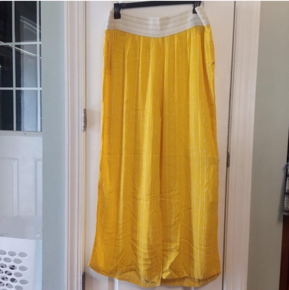 Cato Established 1946 Yellow W White Stripes Pants Women's 22/24 3X Sheer